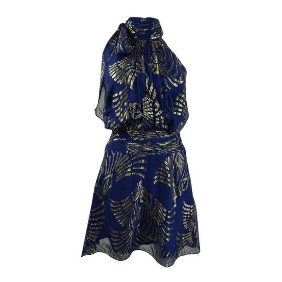 Rachel Zoe Women's Zuri Silk-Blend Mini Dress - Dark Sapphire - Picture 1 of 2